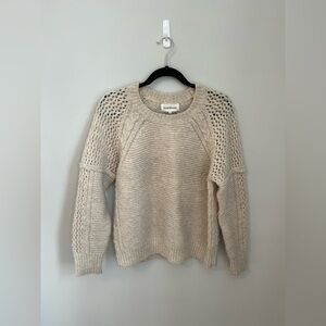 Heartloom Cream Open-Knit Raglan Crew Sweater